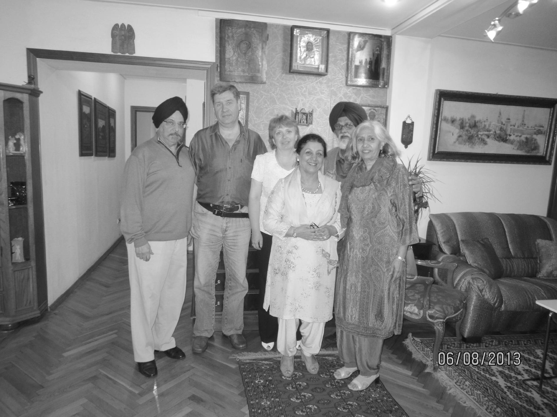 Sethis (Rajinder and Neena) with Russian Sikh Scholar Prof Anna Bochkovskaya at Sethi's residence, Moscow, Russia